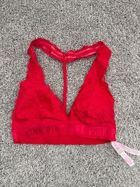PINK Victoria's Secret Red Lace Racerback Bralette